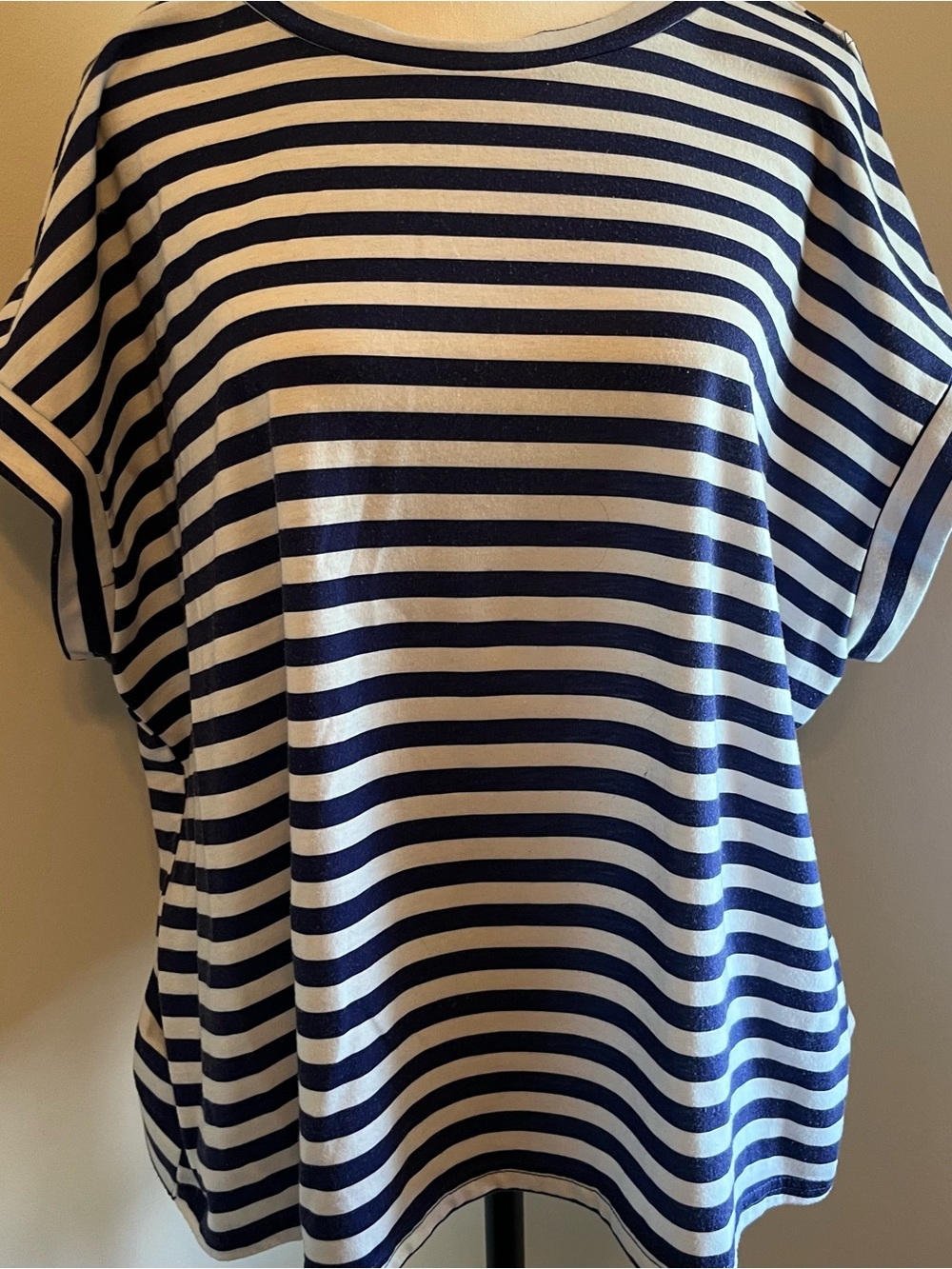 SALE 💰 Women's Navy and White Striped Short Sleeve Tee - Classic Casual